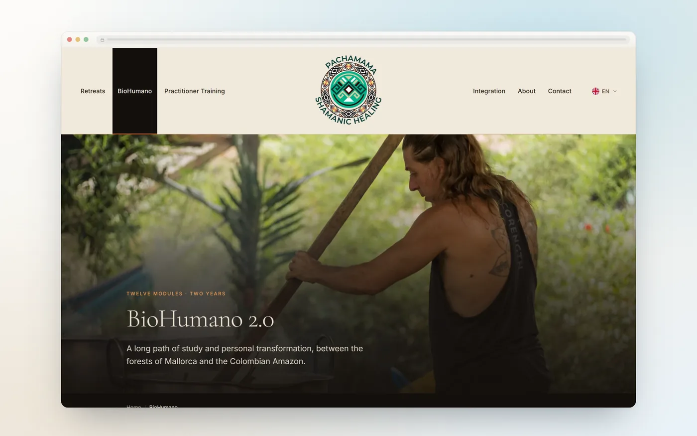 Página del programa BioHumano, de doce módulos y dos años
